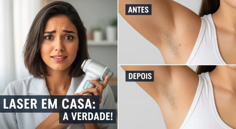 Especialista a analisar a eficácia e os riscos de uma depiladora a laser caseira (IPL) vs. o tratamento em clínica.